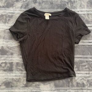 Black Ribbed Teens Crop Top